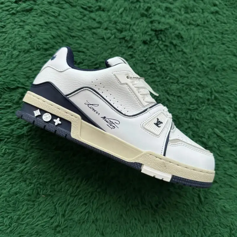 LV Trainers White Signature (Budget) — WHITE BLUE colorway — USFans Spreadsheet photo