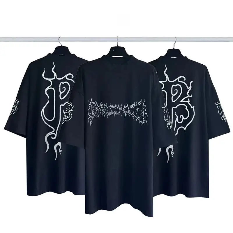 Balenciaga Tees — Flame letter logo wash water black colorway — USFans Spreadsheet photo