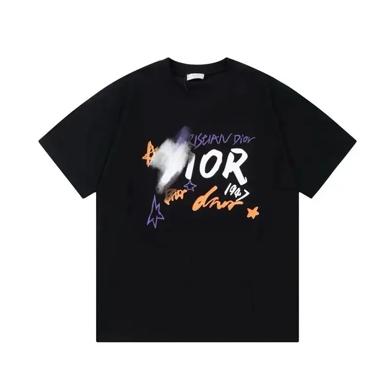 Christian Dior Atelier T-Shirt — Black and white spell purple spell orange letters colorway — USFans Spreadsheet photo