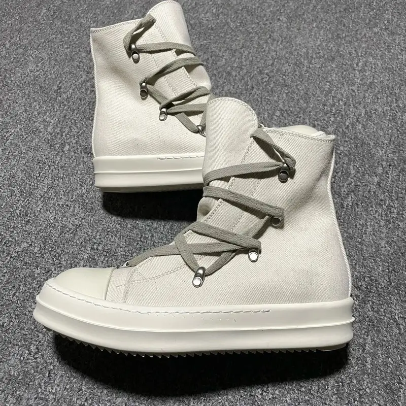 Rick Owens Shoes — RO high-top white canvas colorway — Kakobuy Spreadsheet photo