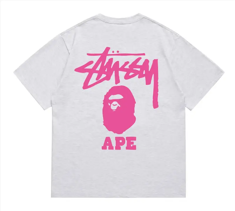 Bape x Stussy Tee — 202 gray rose red colorway — USFans Spreadsheet photo