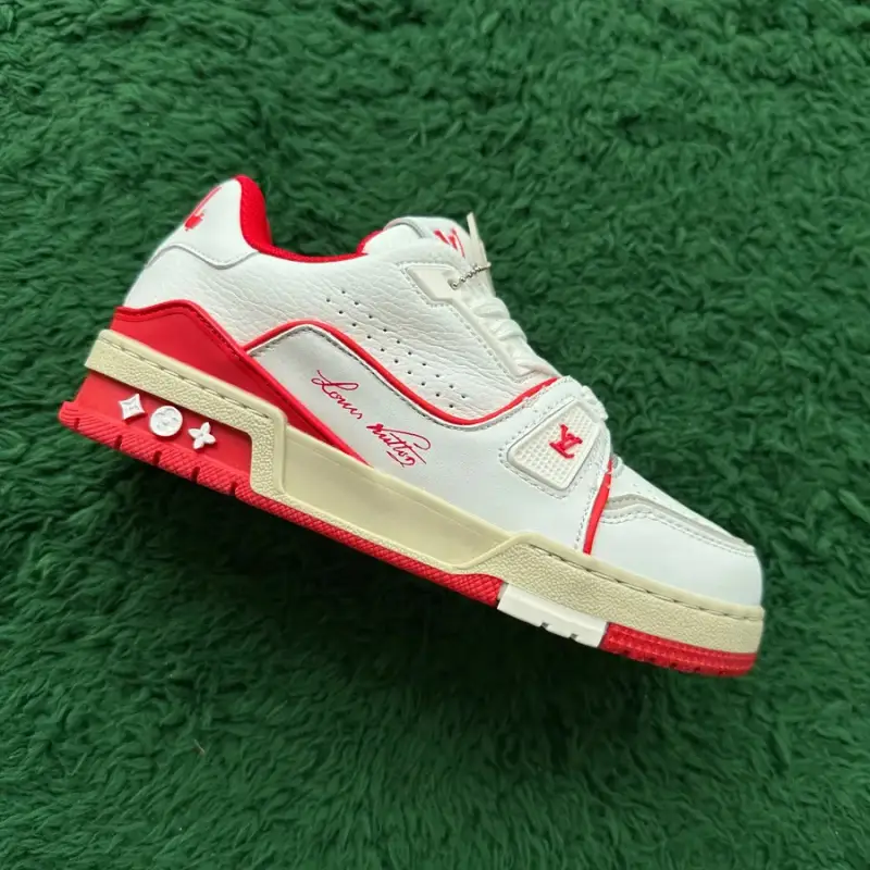 LV Trainers White Signature (Budget) — WHITE RED colorway — USFans Spreadsheet photo