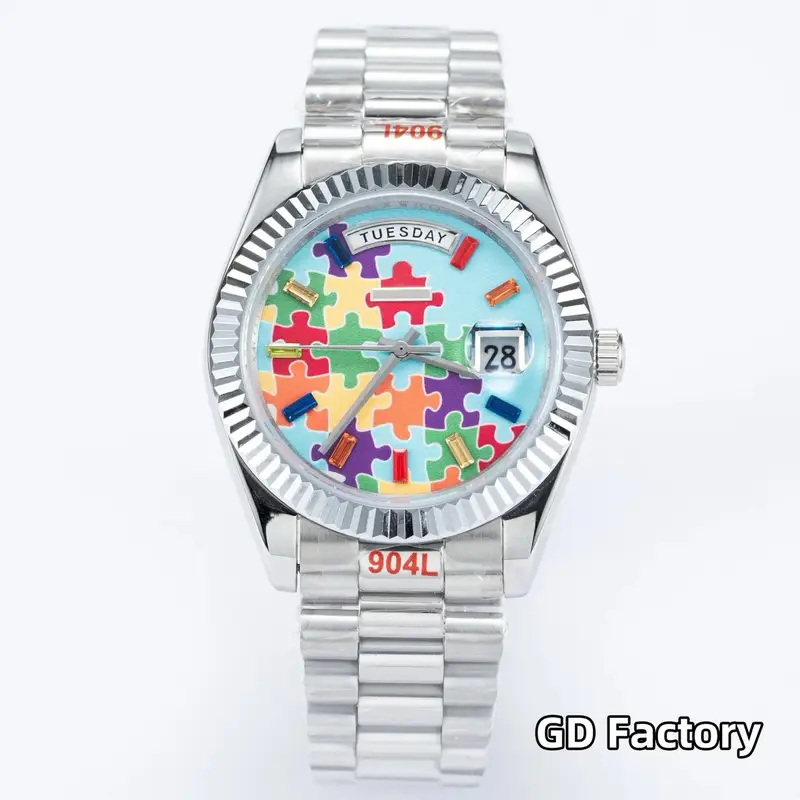 Rolex Datejust 41mm — [square drill disc] silver shell, color disc, steel belt colorway — USFans Spreadsheet photo