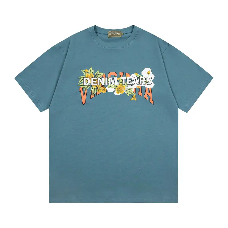 Denim Tears x Offset T-Shirt — blue floral letters colorway — USFans Spreadsheet photo