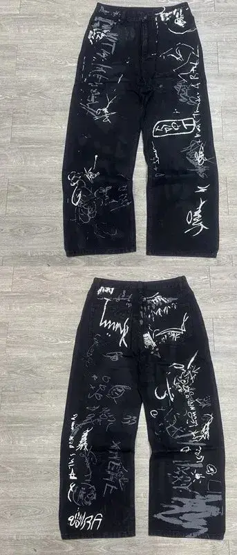 Balenciaga Baggy Black Graffiti Jeans — Black colorway — USFans Spreadsheet photo
