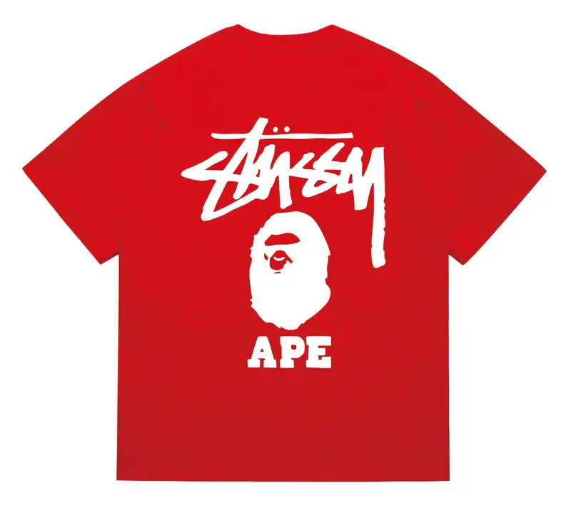 Bape x Stussy Tee — 202 red and white colorway — USFans Spreadsheet photo