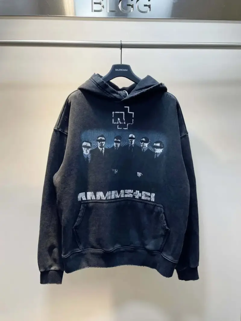 Balenciaga Rammstein Hoodie — Wash water black colorway — USFans Spreadsheet photo
